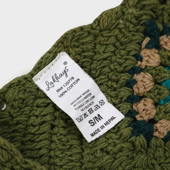 Vtg Crochet Crop Top Womens Bralette Adjustable Hippie Festival Boho Green Flora - Picture 6 of 10